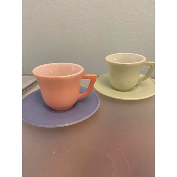 Childrens Hazel Atlas Moderntone 1950s Little Hostess 4 Pc Glass Tea Set - Picture 3 of 10